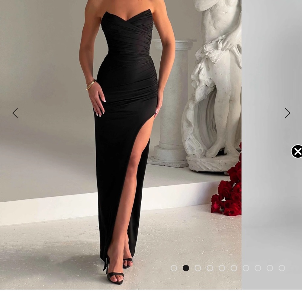 Baby boo black maxi one leg slit wedding guest dress